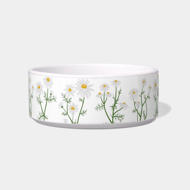Grey Polka Dot-Daisy Pet Bowl (Front)