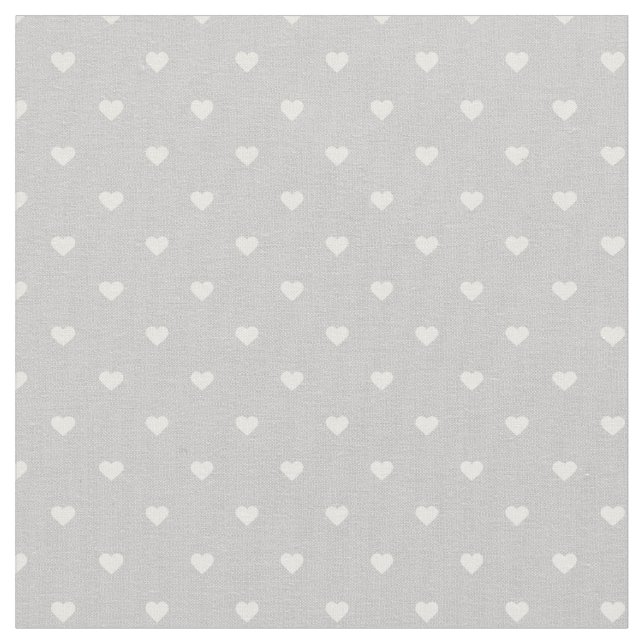 Grey Polka Dot Hearts Fabric (Close Up)