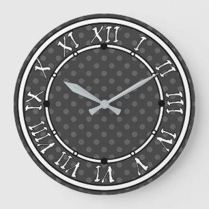 Grey Polka dot Large Clock