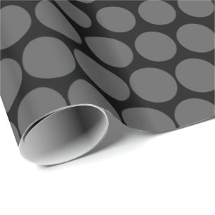 Grey Polka Dot Modern Black Wrapping Paper
