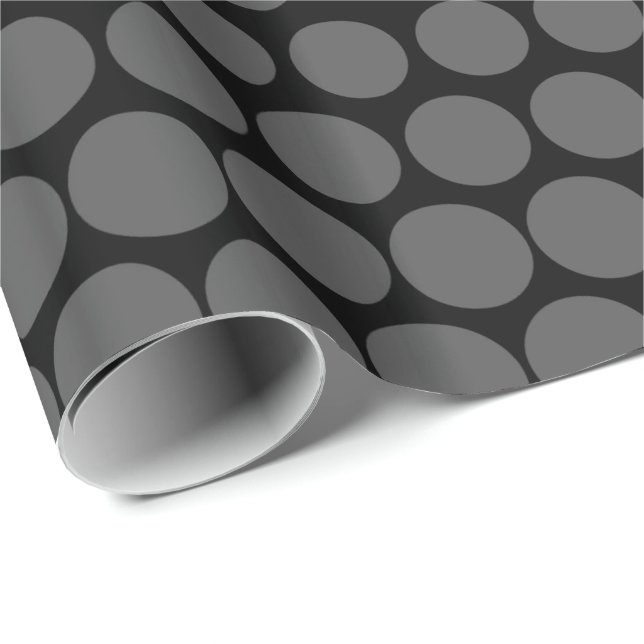 Grey Polka Dot Modern Black Wrapping Paper (Roll Corner)