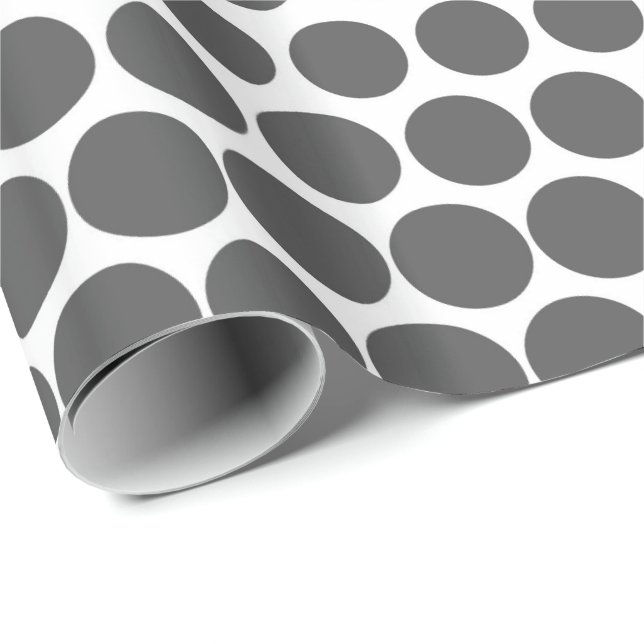 Grey Polka Dot Modern White Wrapping Paper (Roll Corner)