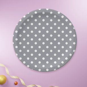 Grey Polka Dot Paper Plate