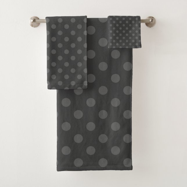 Grey Polka dot , Polka dot , Black and white Bath Towel Set (Insitu)