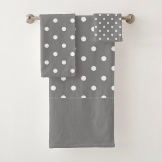 Grey Polka Dots Bath Towel Set