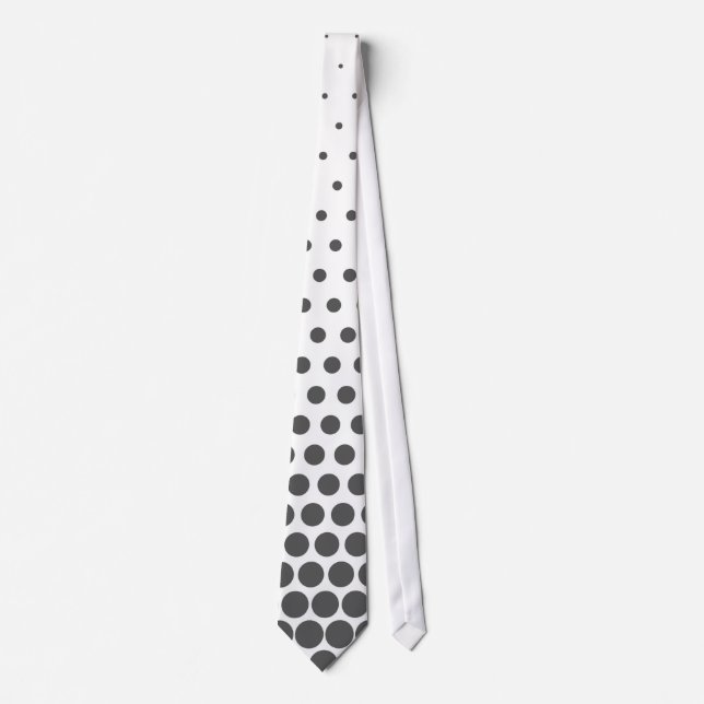 Grey Polka Dots Modern White Tie (Front)