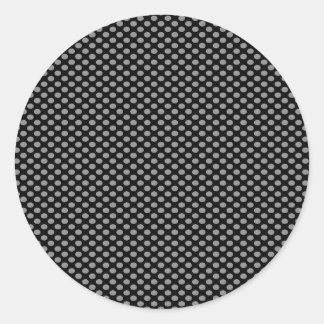 Grey Polka Dots on Black Classic Round Sticker