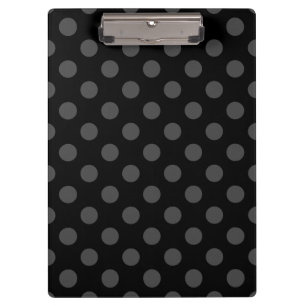 Grey polka dots on black clipboard