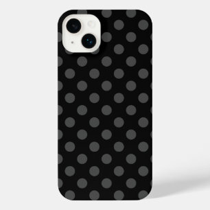 Grey polka dots on black iPhone 14 plus case