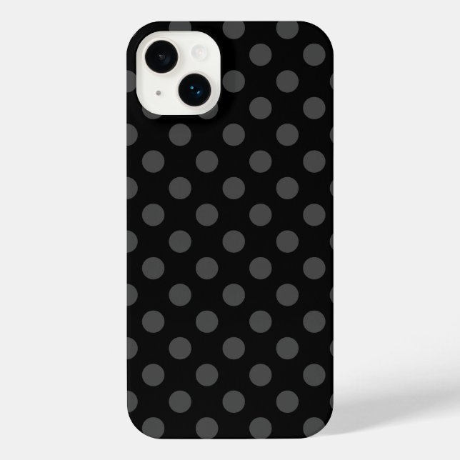 Grey polka dots on black iPhone case (Back)