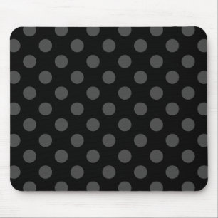 Grey polka dots on black mouse pad