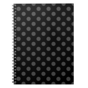 Grey polka dots on black spiral notebook