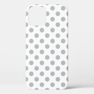Grey polka dots on white iPhone 12 case