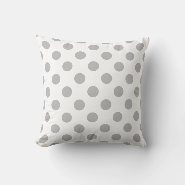 Grey polka dots on white cushion (Front)