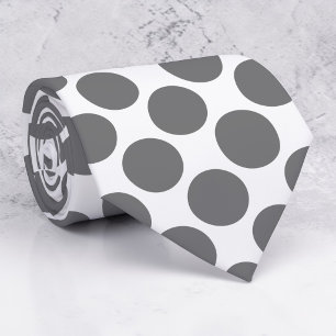 Grey Polka Dots on White Custom Necktie