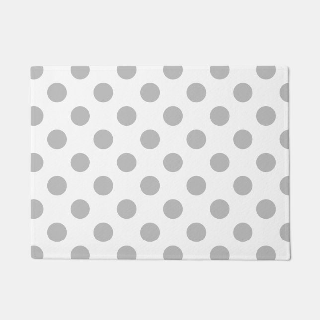 Grey polka dots on white doormat (Front)