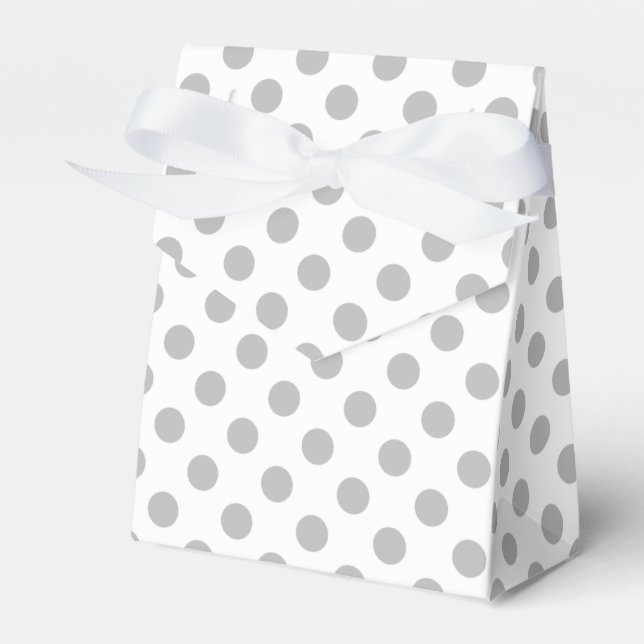 Grey polka dots on white favour box (Front Side)