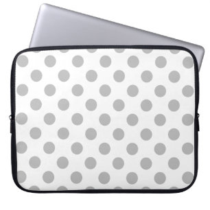 Grey polka dots on white laptop sleeve