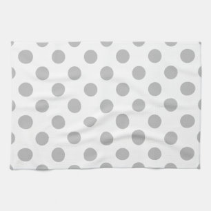 Grey polka dots on white tea towel
