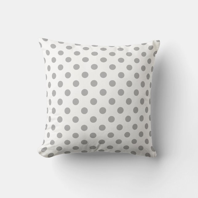 Grey Polka Dots Pattern on White Background Cushion (Front)
