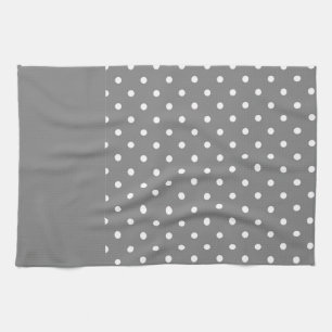 Grey Polka Dots Pattern Tea Towel