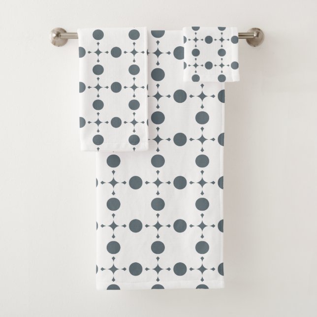 Grey Polka Dots, Polka Dot Pattern, Dots, Dotted Bath Towel Set (Insitu)