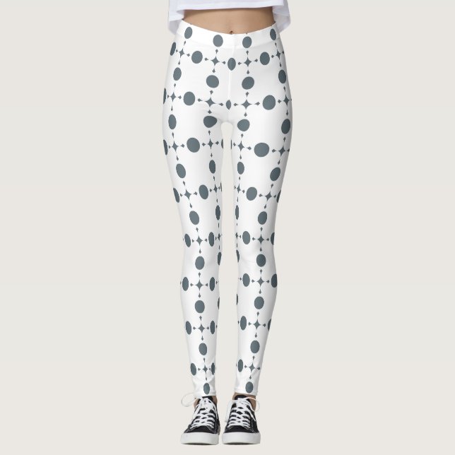 Grey Polka Dots, Polka Dot Pattern, Dots, Dotted Leggings (Front)