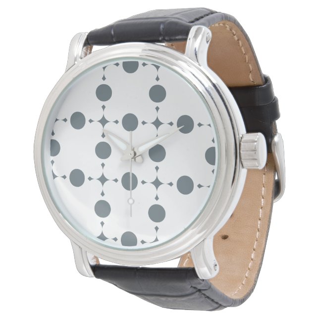 Grey Polka Dots, Polka Dot Pattern, Dots, Dotted Watch (Angled)