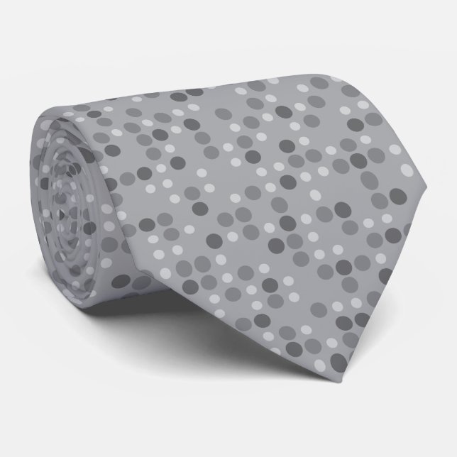Grey Polka Dots Tie (Rolled)