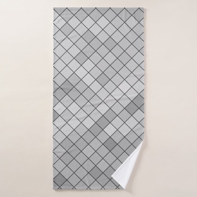 Grey polygonal illustration, which consist of tria bath towel (Bath Towel)