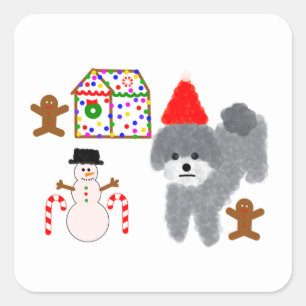 Grey Poodle Christmas #1 Stickers