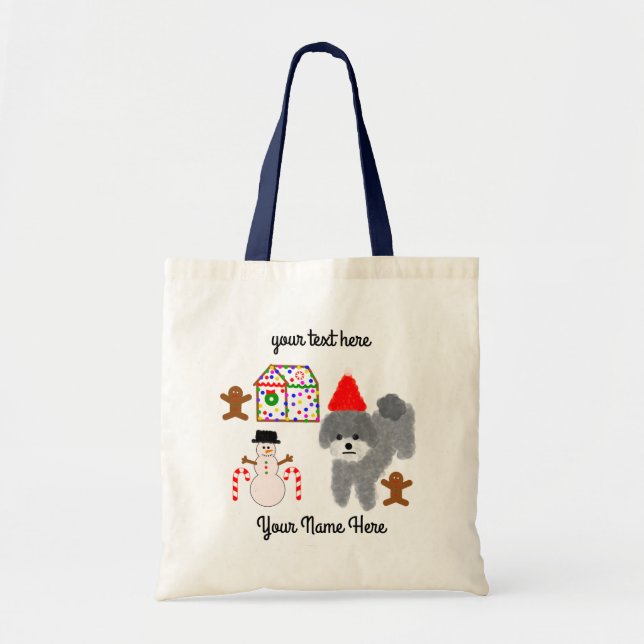 Grey Poodle Christmas #1 Tote Bag (Front)