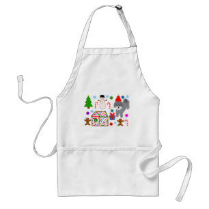 Grey Poodle Christmas #3 Adult Apron