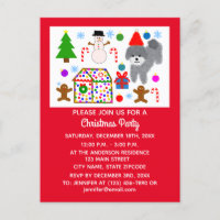 Grey Poodle Christmas #3 Invitation Postcard