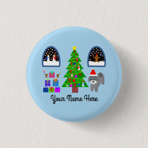 Grey Poodle Christmas #4 Button