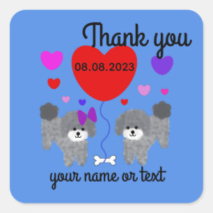 Grey Poodle Valentine #1-2 Stickers