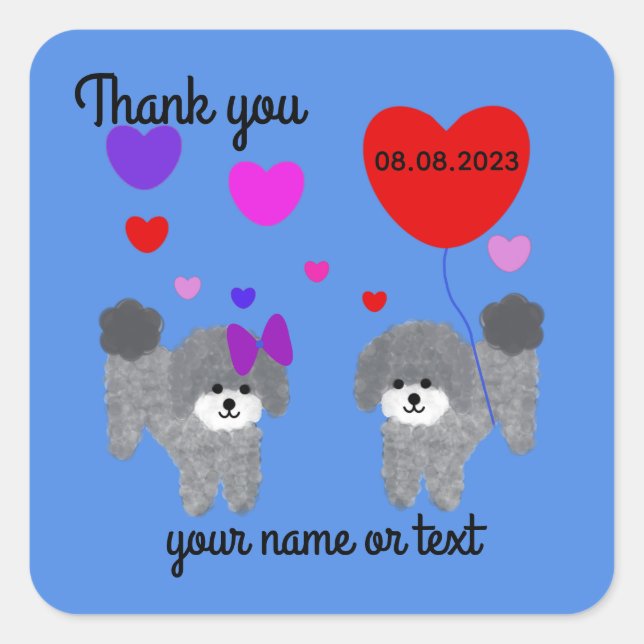 Grey Poodle Valentine #2-2 Stickers (Front)