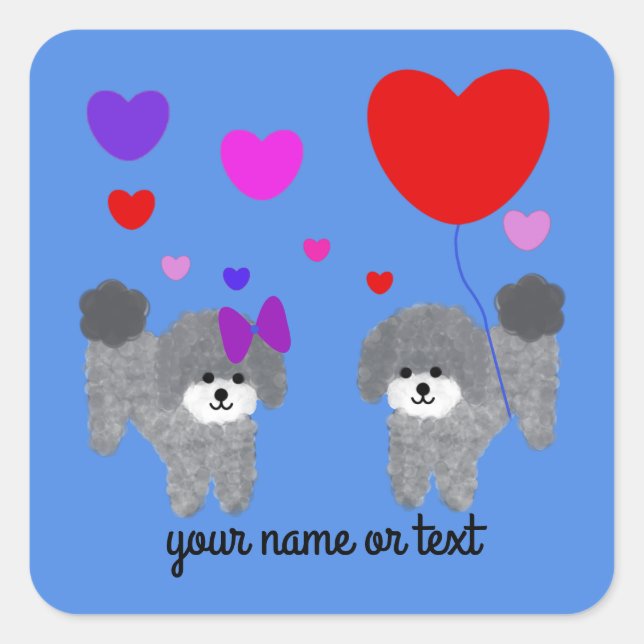 Grey Poodle Valentine #2-3 Stickers (Front)