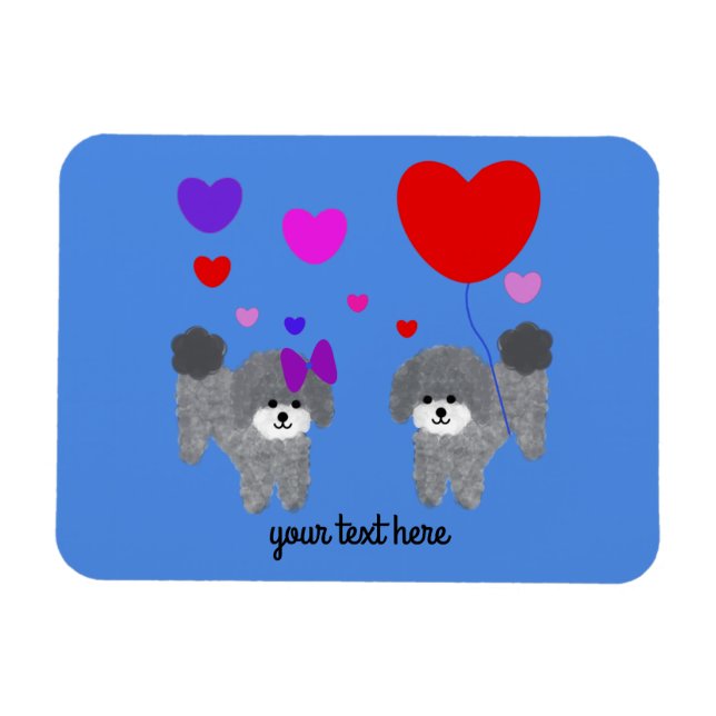 Grey Poodle Valentine #2 Magnet (Horizontal)