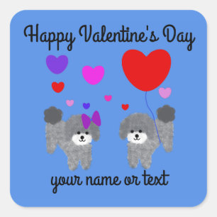 Grey Poodle Valentine #2 Stickers