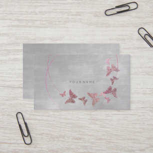Grey Powder Blush Ballet Pink Butterfly Vip Business Card