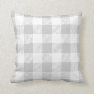 Grey Preppy Buffalo Check Plaid Cushion