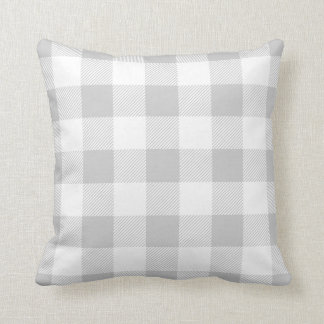 Grey Preppy Buffalo Check Plaid Cushion