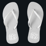 Grey Preppy Script Monogram Jandals<br><div class="desc">PLEASE CONTACT ME BEFORE ORDERING WITH YOUR MONOGRAM INITIALS IN THIS ORDER: FIRST, LAST, MIDDLE. I will customise your monogram and email you the link to order. Please wait to purchase until after I have sent you the link with your customised design. Cute preppy flip flip sandals personalised with a...</div>