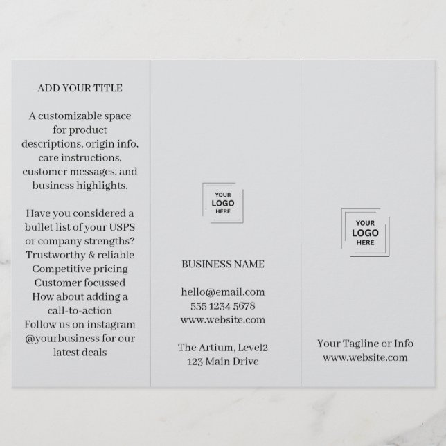 Grey Professional Branded Trifold Brochure Design (Front)