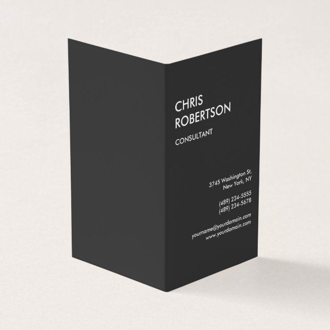 Grey Professional Company Work Minimalist Business Card (Outside)