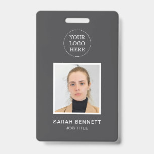 Grey Professional Employee Office Photo ID Company Badge