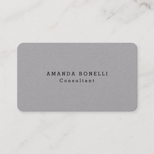 Grey Professional Minimalist Modern Simple Plain Business Card (Front)