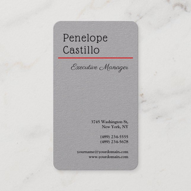 Grey Professional Modern Simple Stylish Business Card (Front)
