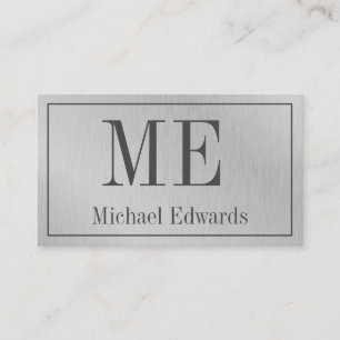 Grey Professional Monogram Steel Modern Business Card